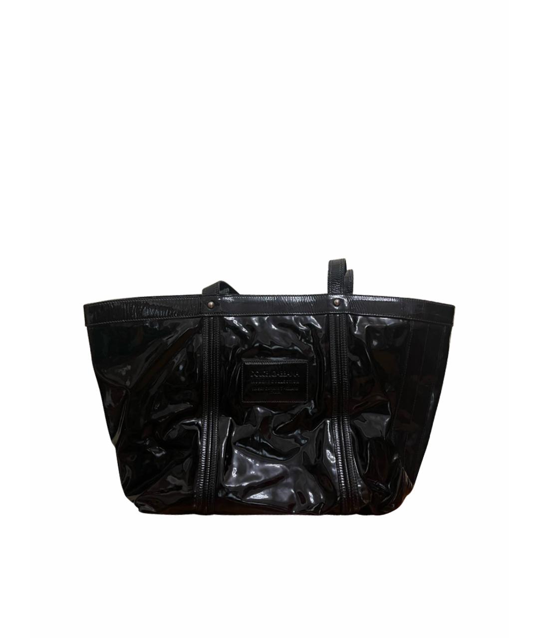 DOLCE&GABBANA Черная пляжная сумка из лакированной кожи, фото 1