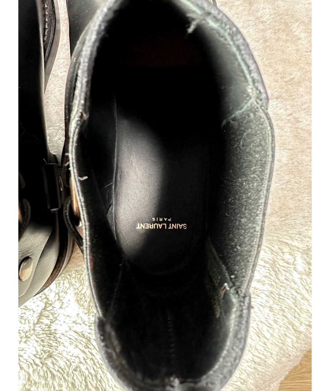 SAINT LAURENT Черные кожаные высокие ботинки, фото 4