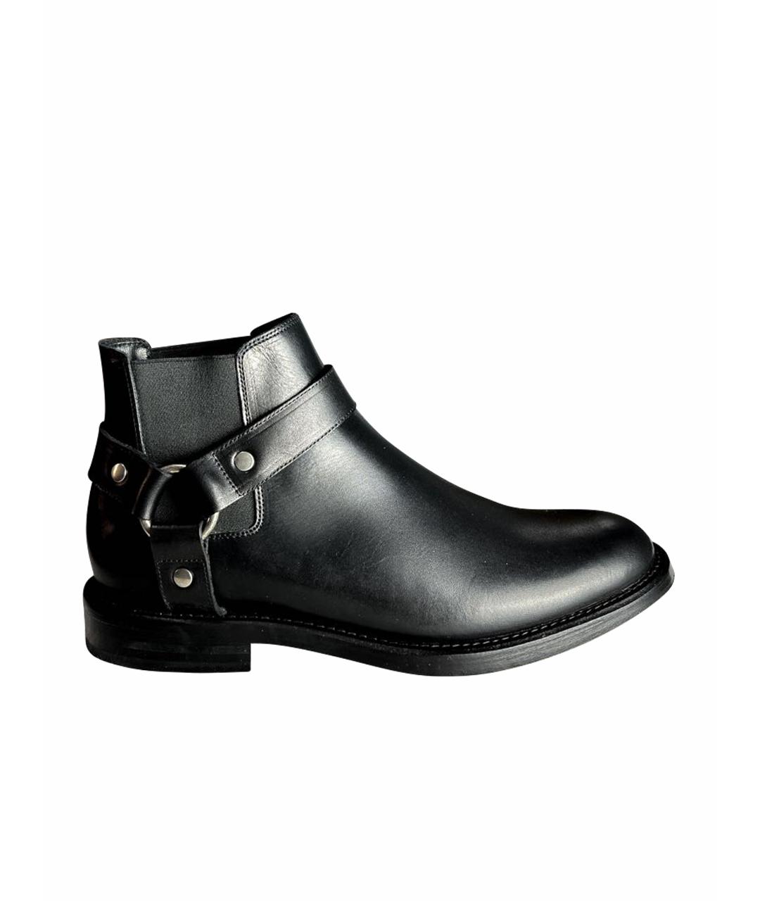 SAINT LAURENT Черные кожаные высокие ботинки, фото 1
