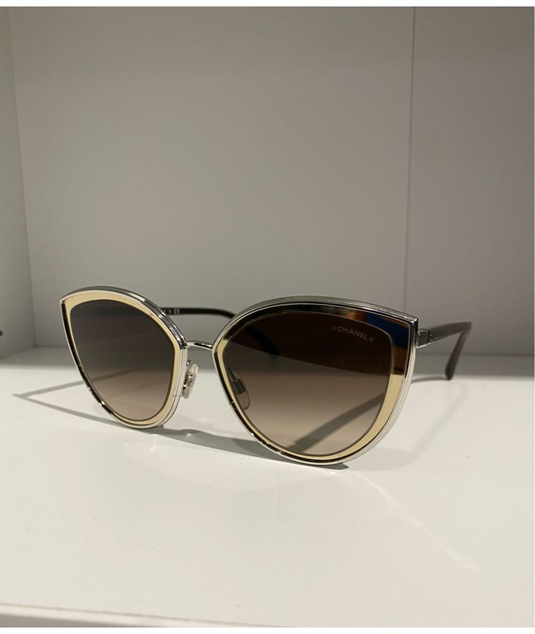 CHANEL PRE-OWNED Серебряные пластиковые солнцезащитные очки, фото 2