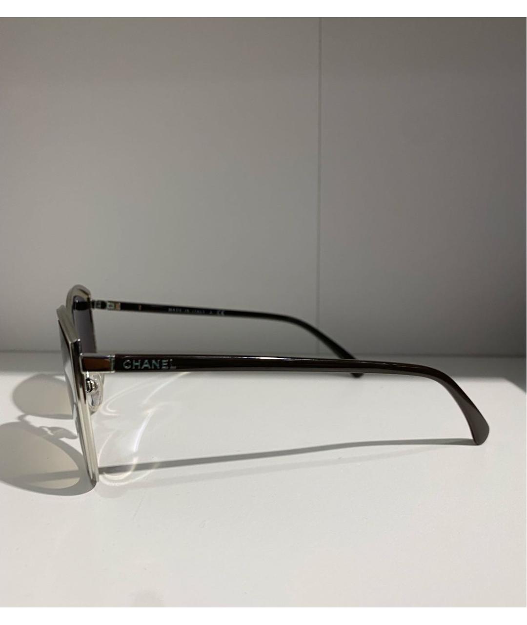 CHANEL PRE-OWNED Серебряные пластиковые солнцезащитные очки, фото 3