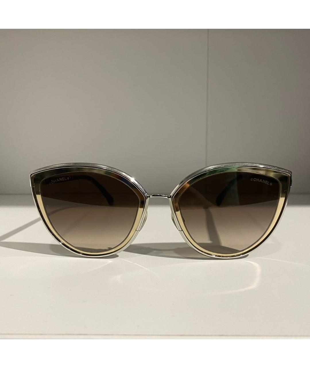 CHANEL PRE-OWNED Серебряные пластиковые солнцезащитные очки, фото 9