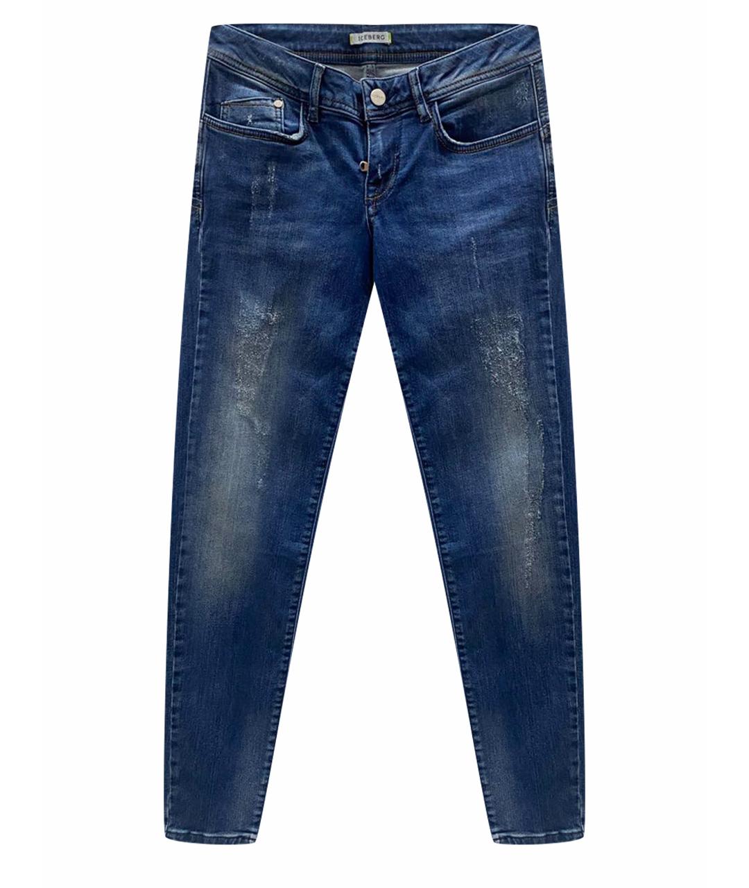 ICEBERG Синие хлопко-эластановые джинсы слим, фото 1