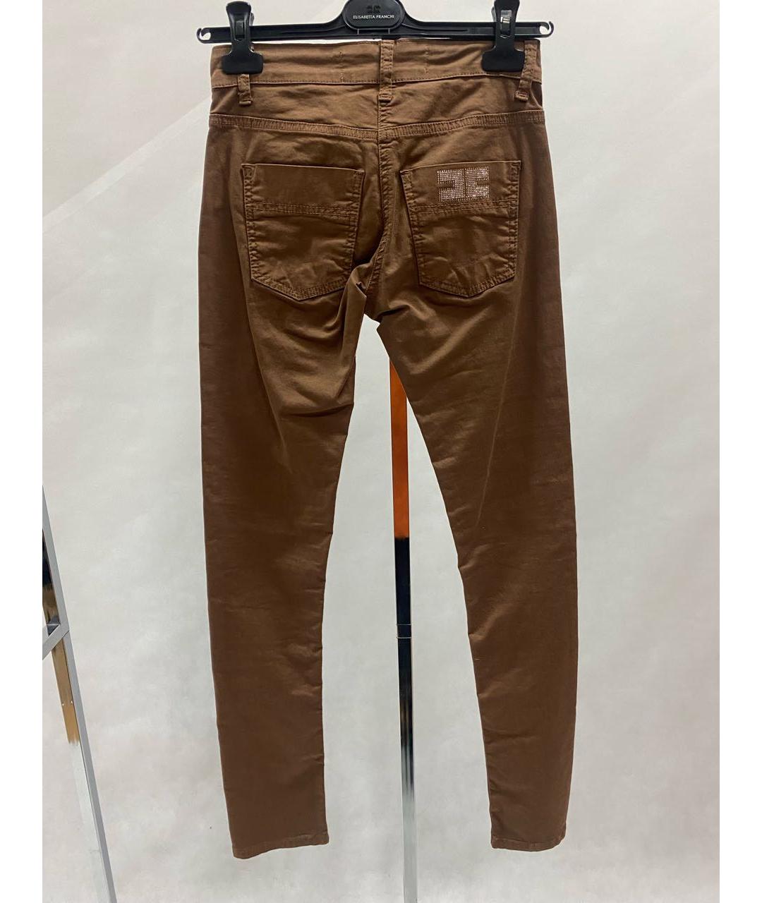 ELISABETTA FRANCHI Коричневые хлопко-эластановые джинсы слим, фото 2