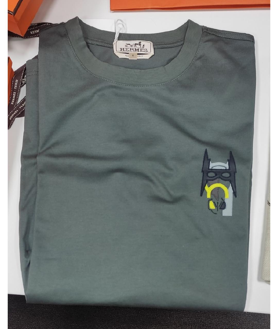 HERMES PRE-OWNED Зеленая хлопковая футболка, фото 2