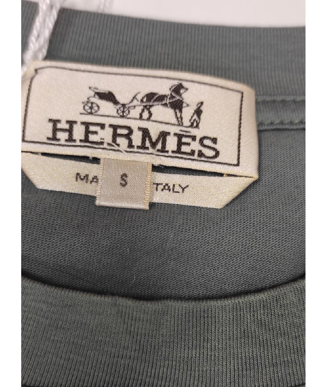 HERMES PRE-OWNED Зеленая хлопковая футболка, фото 3