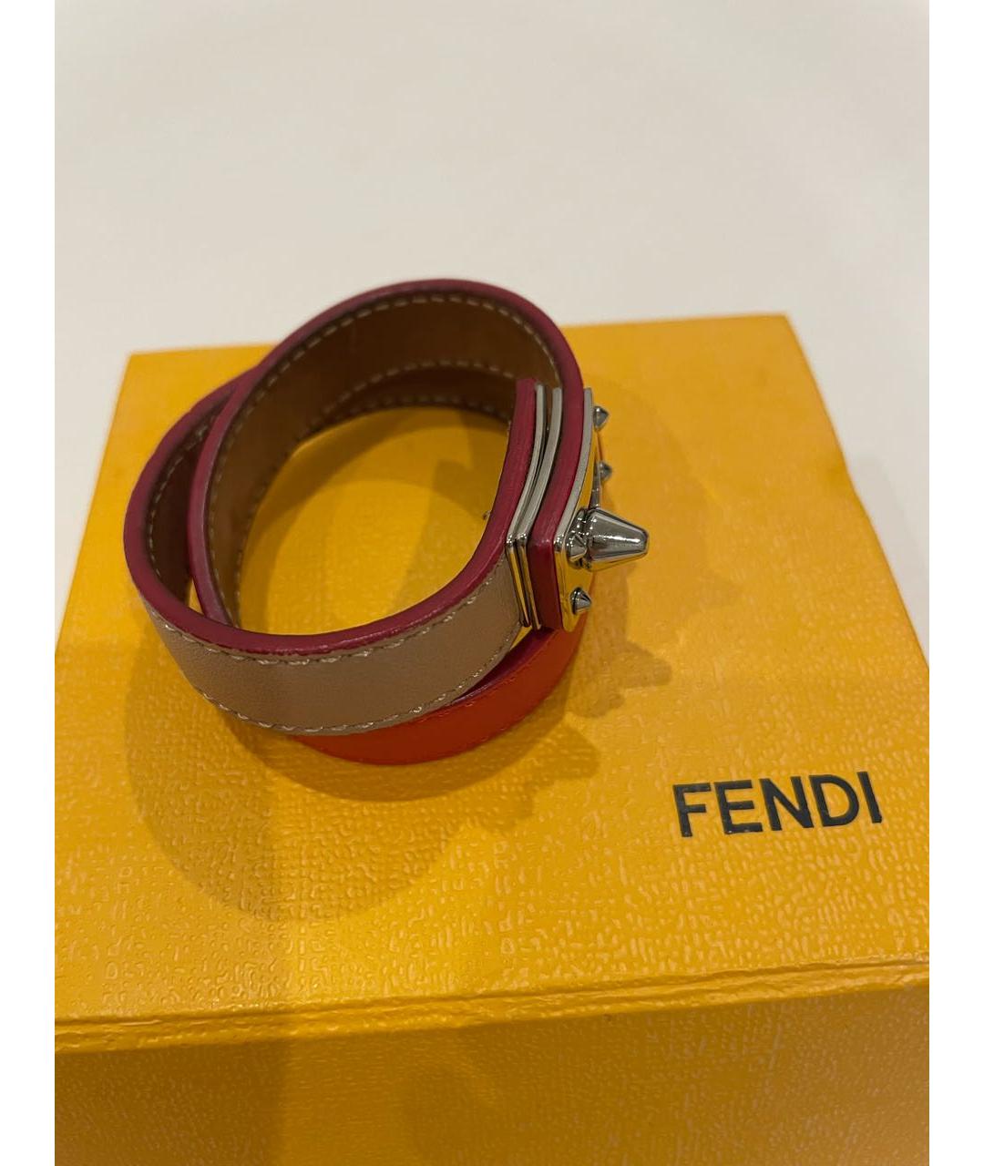 FENDI Красный кожаный браслет, фото 2