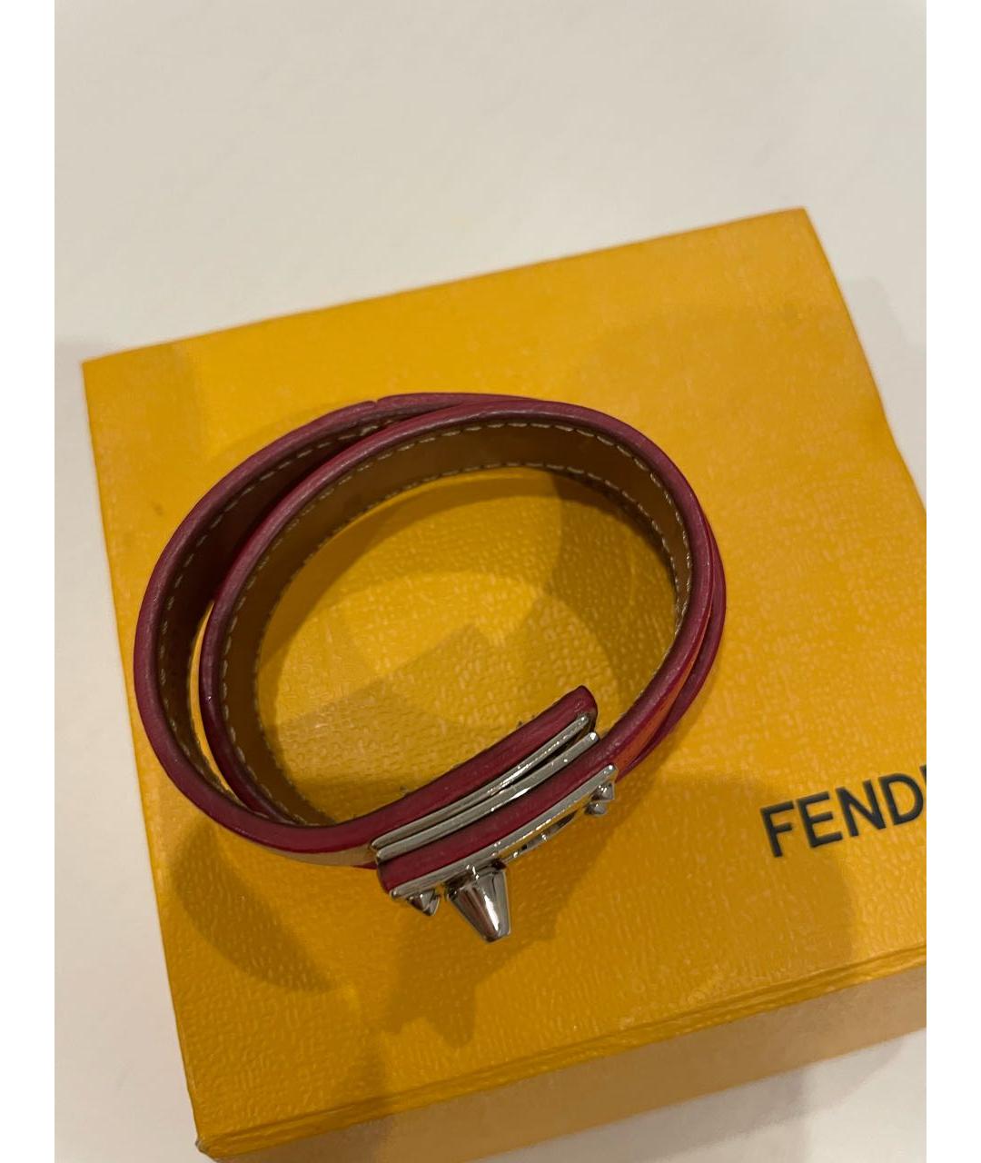 FENDI Красный кожаный браслет, фото 4