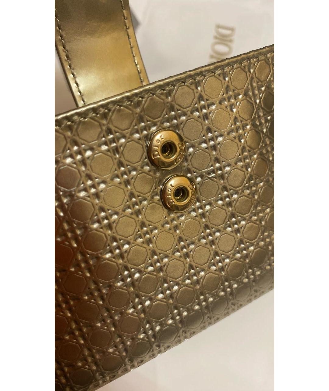 CHRISTIAN DIOR Золотой кардхолдер из лакированной кожи, фото 6
