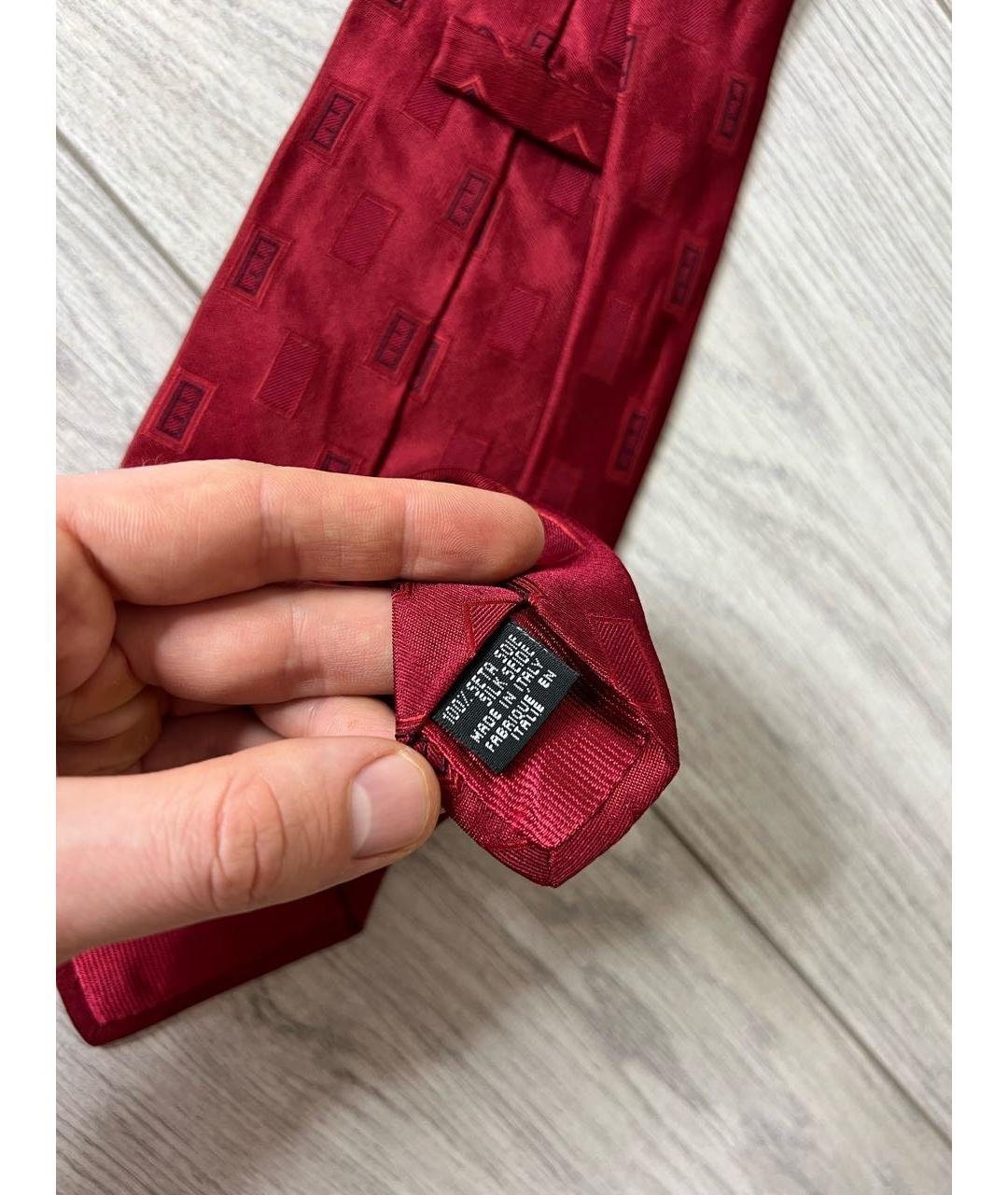 FENDI Красный шелковый галстук, фото 4