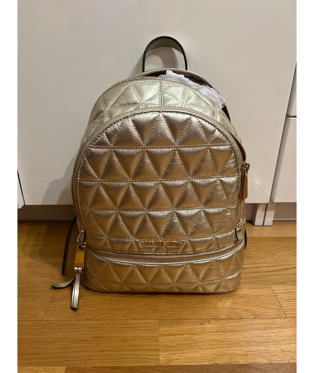 MICHAEL KORS Золотой кожаный рюкзак, фото 5