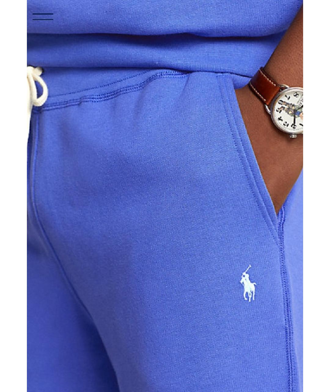 RALPH LAUREN Синие хлопко-эластановые повседневные брюки, фото 3