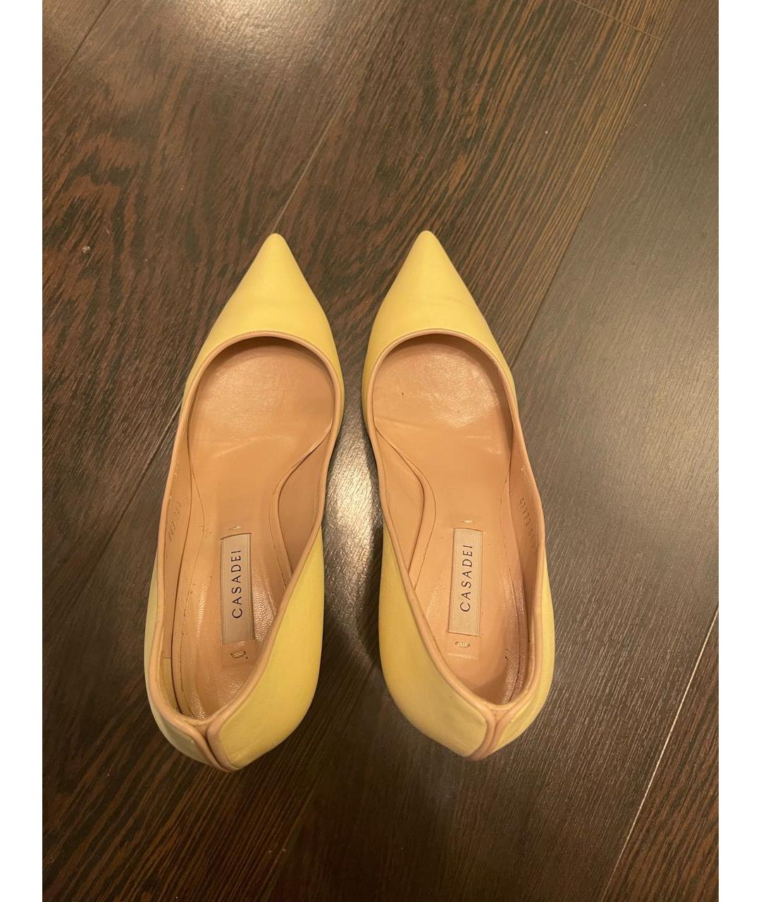 CASADEI Желтые кожаные туфли, фото 3