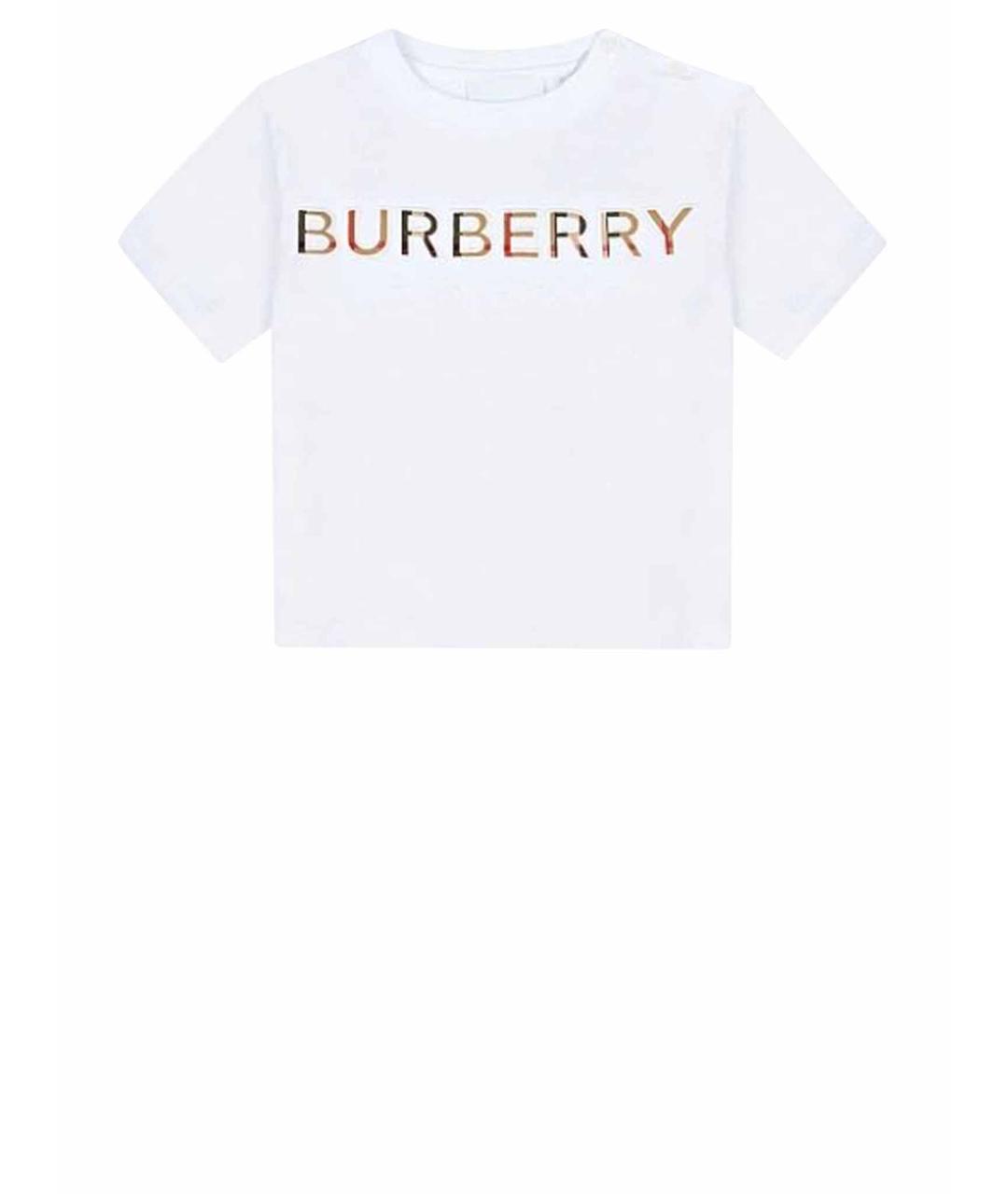 BURBERRY Белая хлопковая детская футболка, фото 1