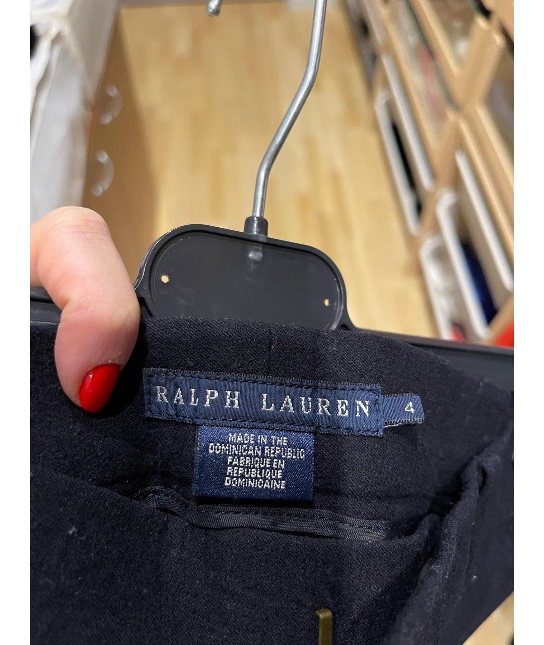 RALPH LAUREN Темно-синие шерстяные брюки широкие, фото 3