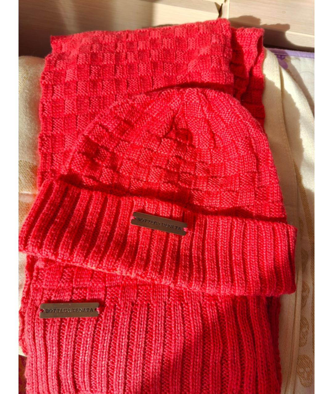 BOTTEGA VENETA Коралловая шерстяная шапка, фото 9