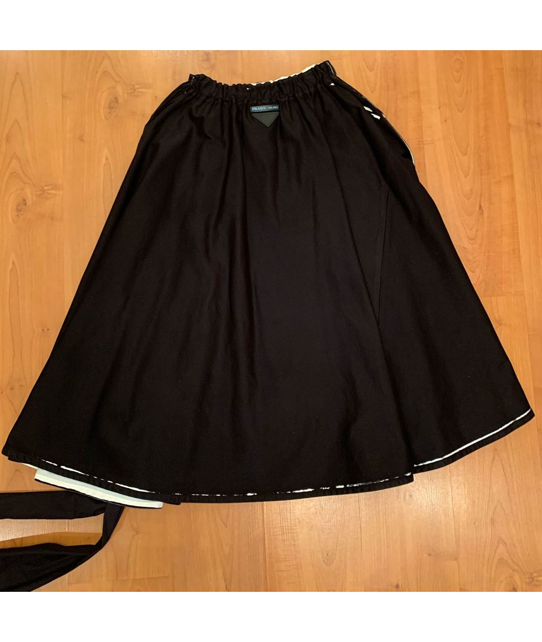 PRADA Черная хлопко-эластановая юбка макси, фото 2