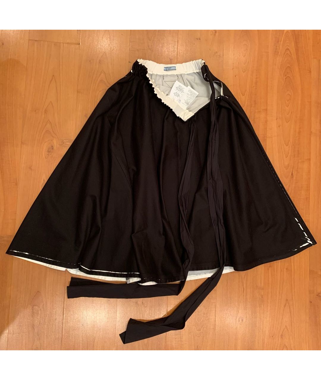 PRADA Черная хлопко-эластановая юбка макси, фото 9