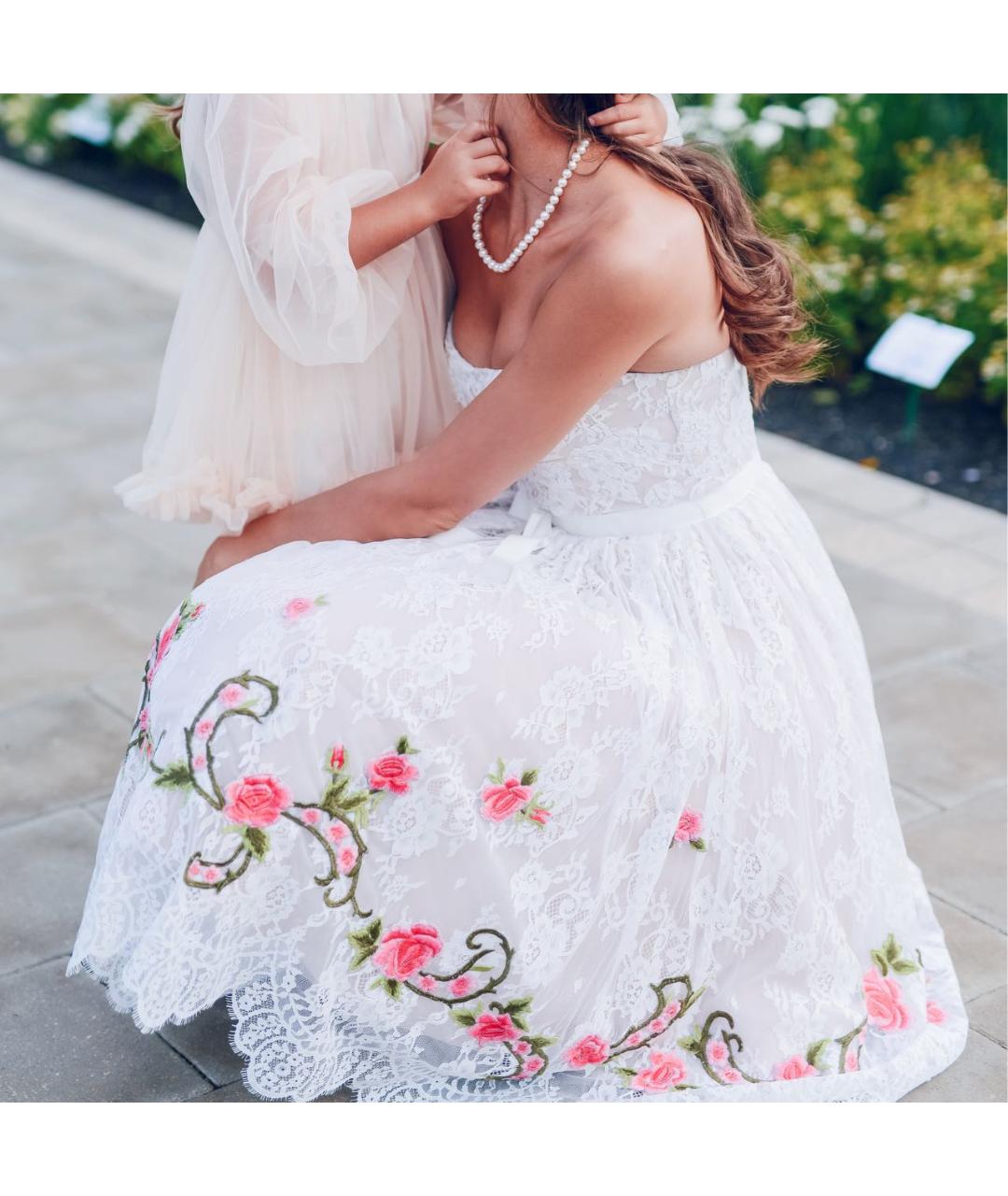 SHERRI HILL Белое полиэстеровое свадебное платье, фото 5