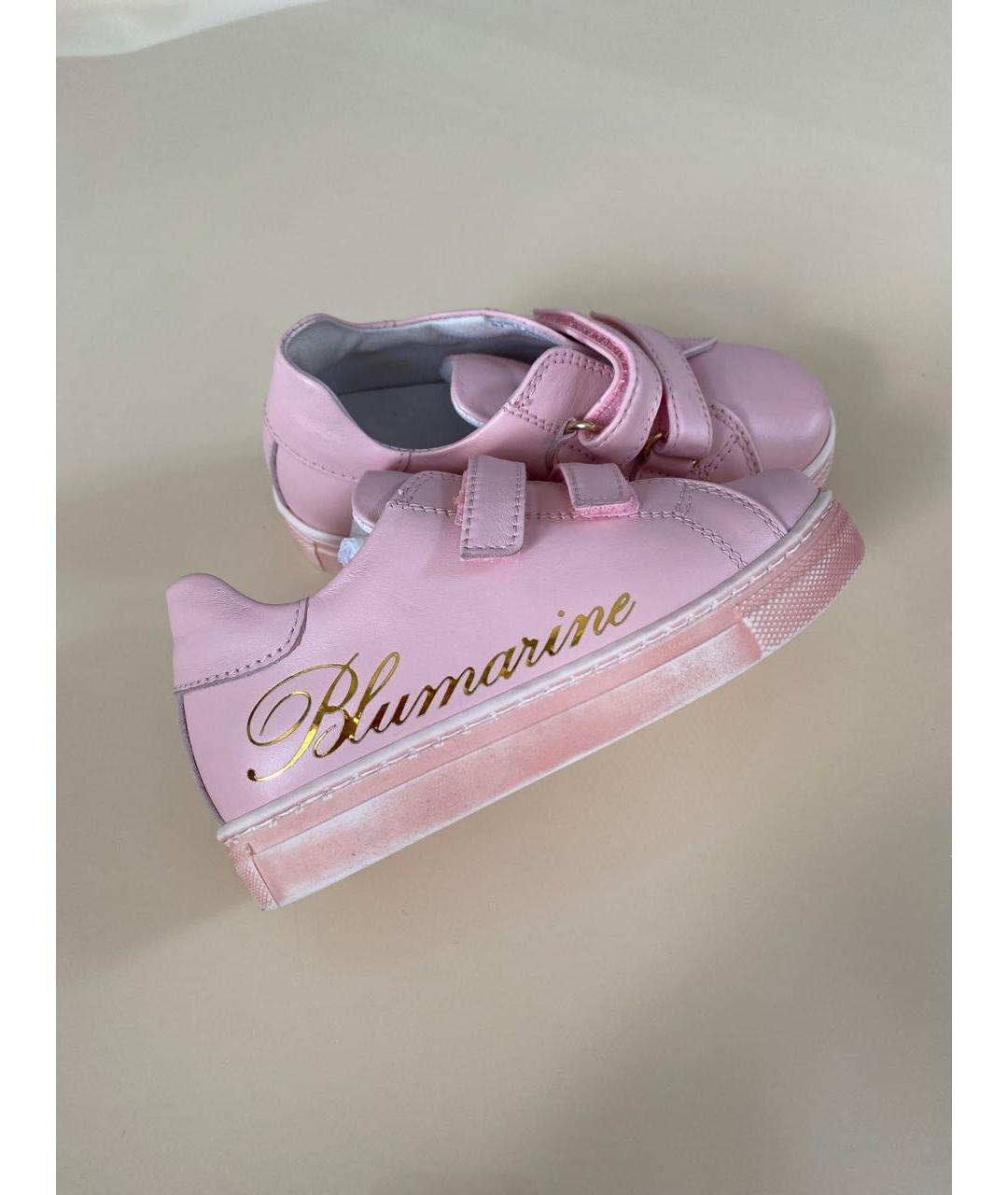 BLUMARINE BABY Розовые кожаные кеды, фото 4