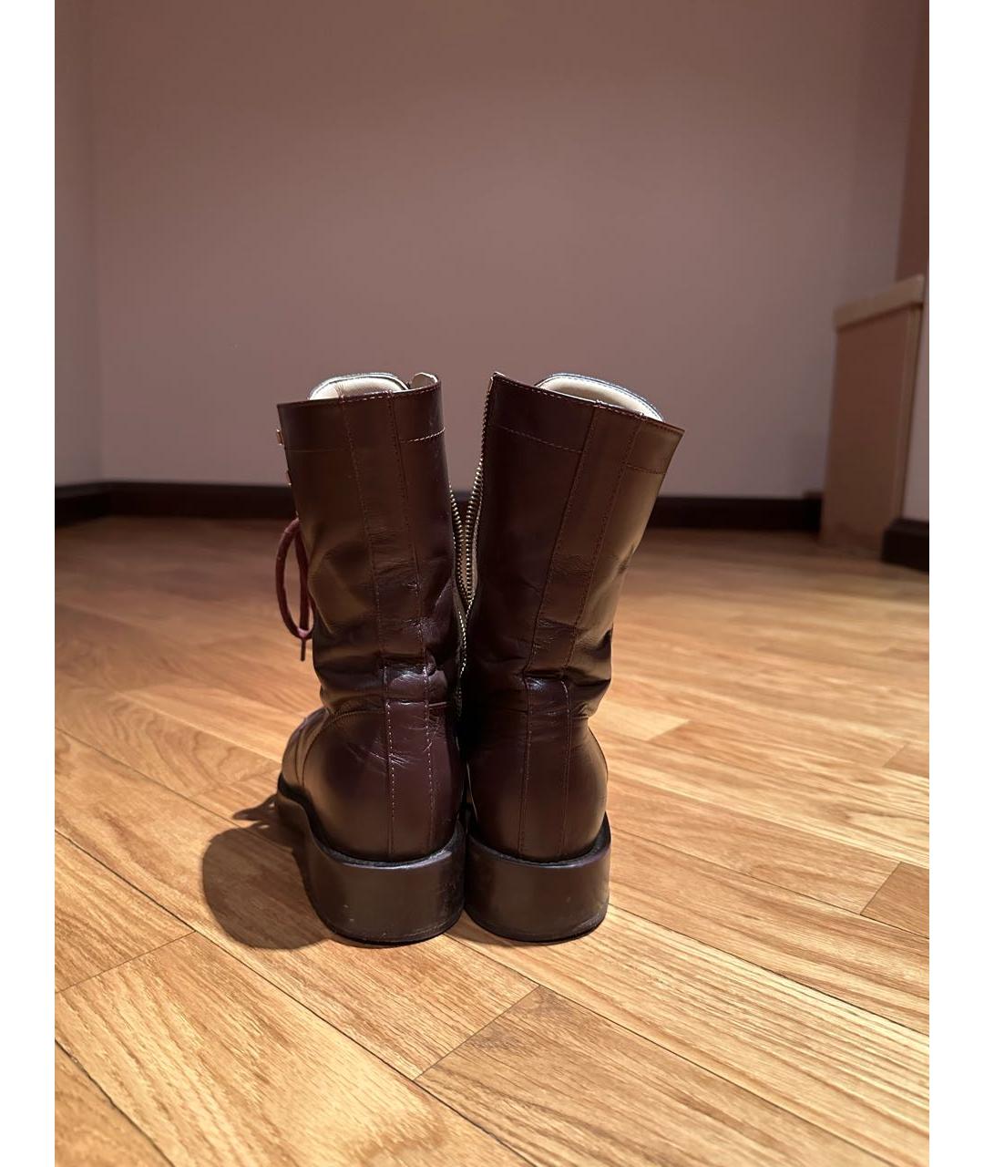 CHANEL PRE-OWNED Бордовые кожаные ботинки, фото 4