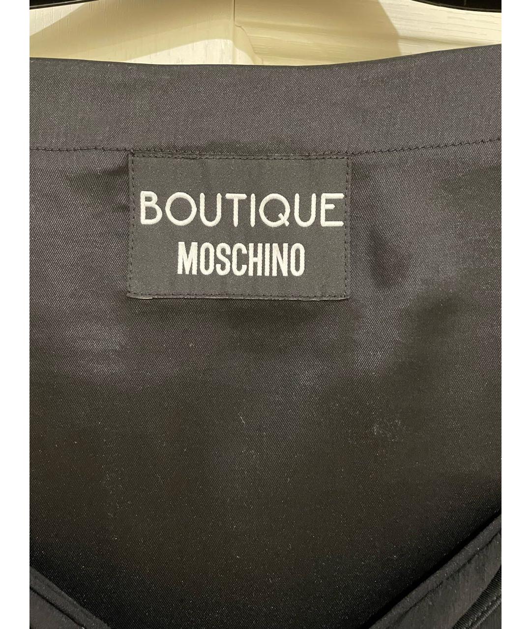 BOUTIQUE MOSCHINO Черное хлопко-эластановое повседневное платье, фото 3