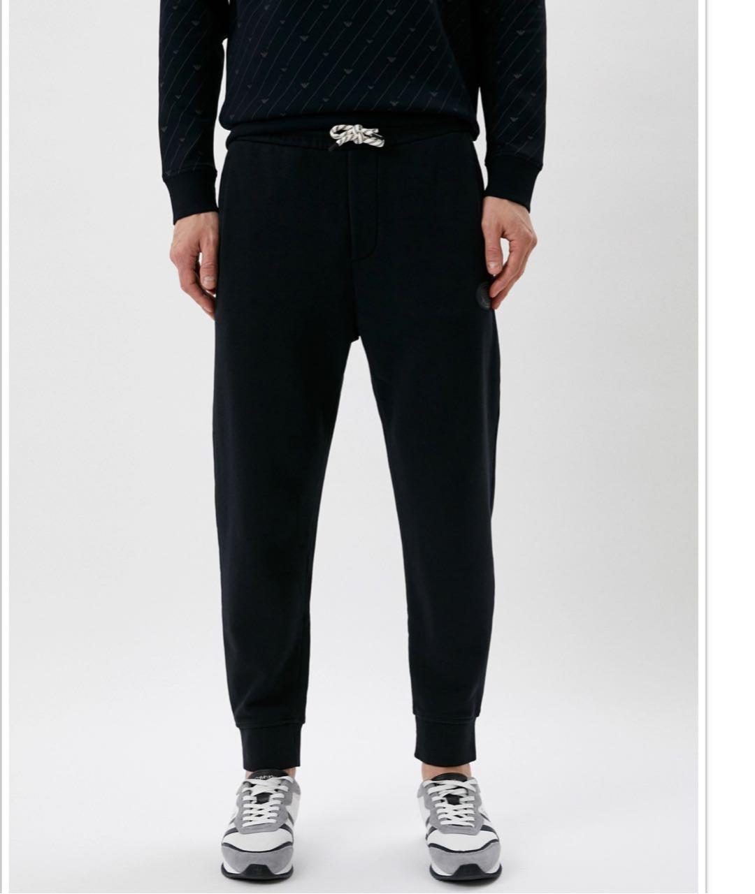 EMPORIO ARMANI Черные хлопковые повседневные брюки, фото 2
