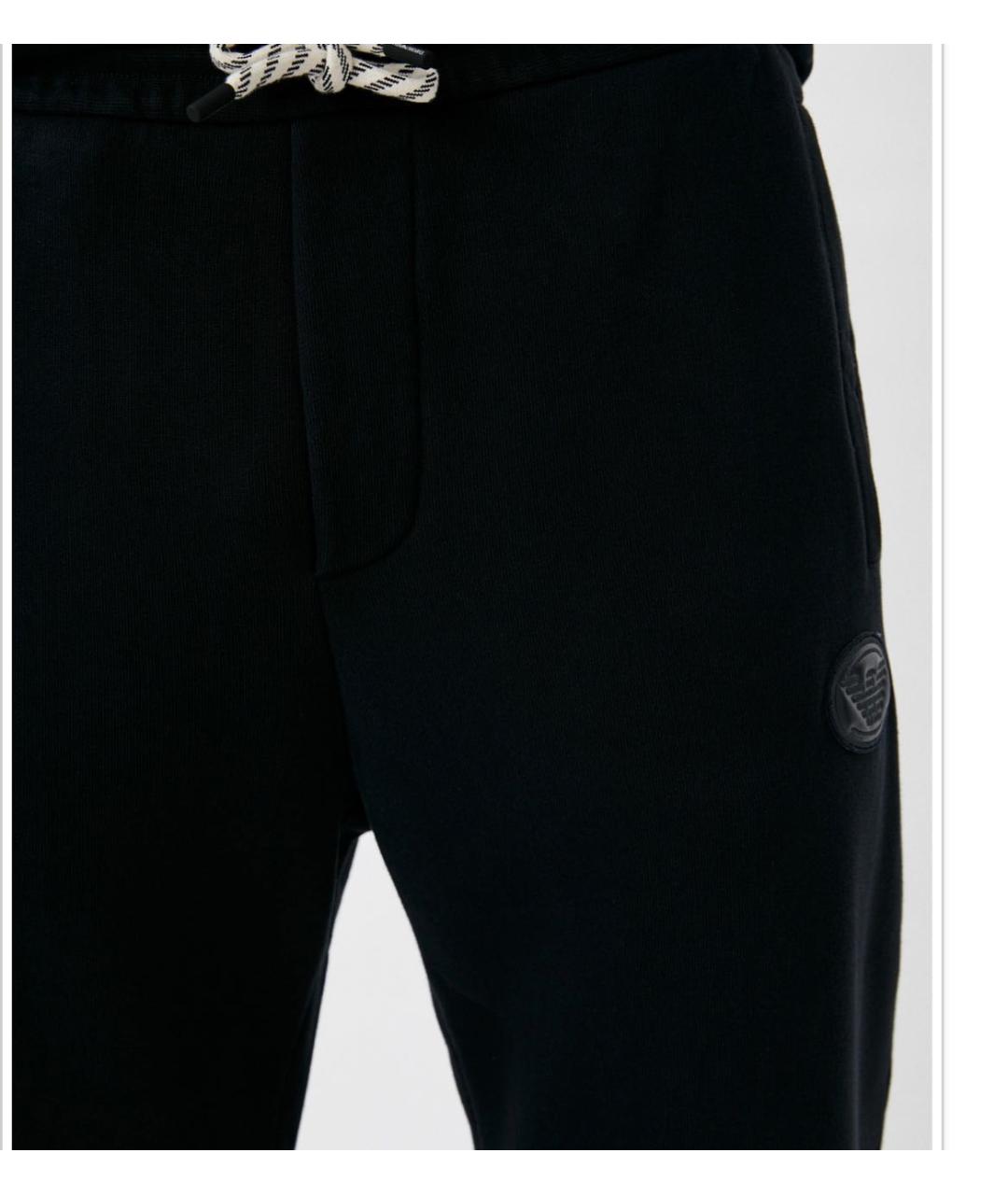EMPORIO ARMANI Черные хлопковые повседневные брюки, фото 3
