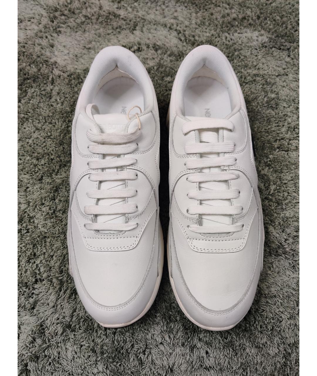 NEIL BARRETT Белые кожаные низкие кроссовки / кеды, фото 2