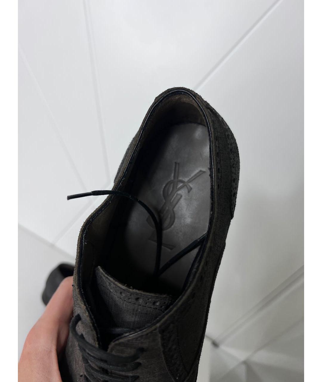 SAINT LAURENT Серые нубуковые туфли, фото 3