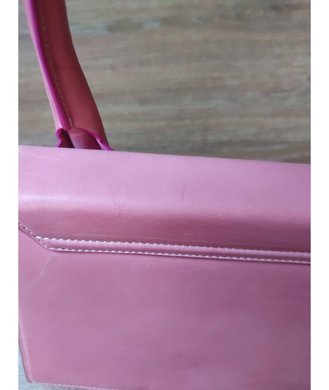 JACQUEMUS Розовая кожаная сумка с короткими ручками, фото 5