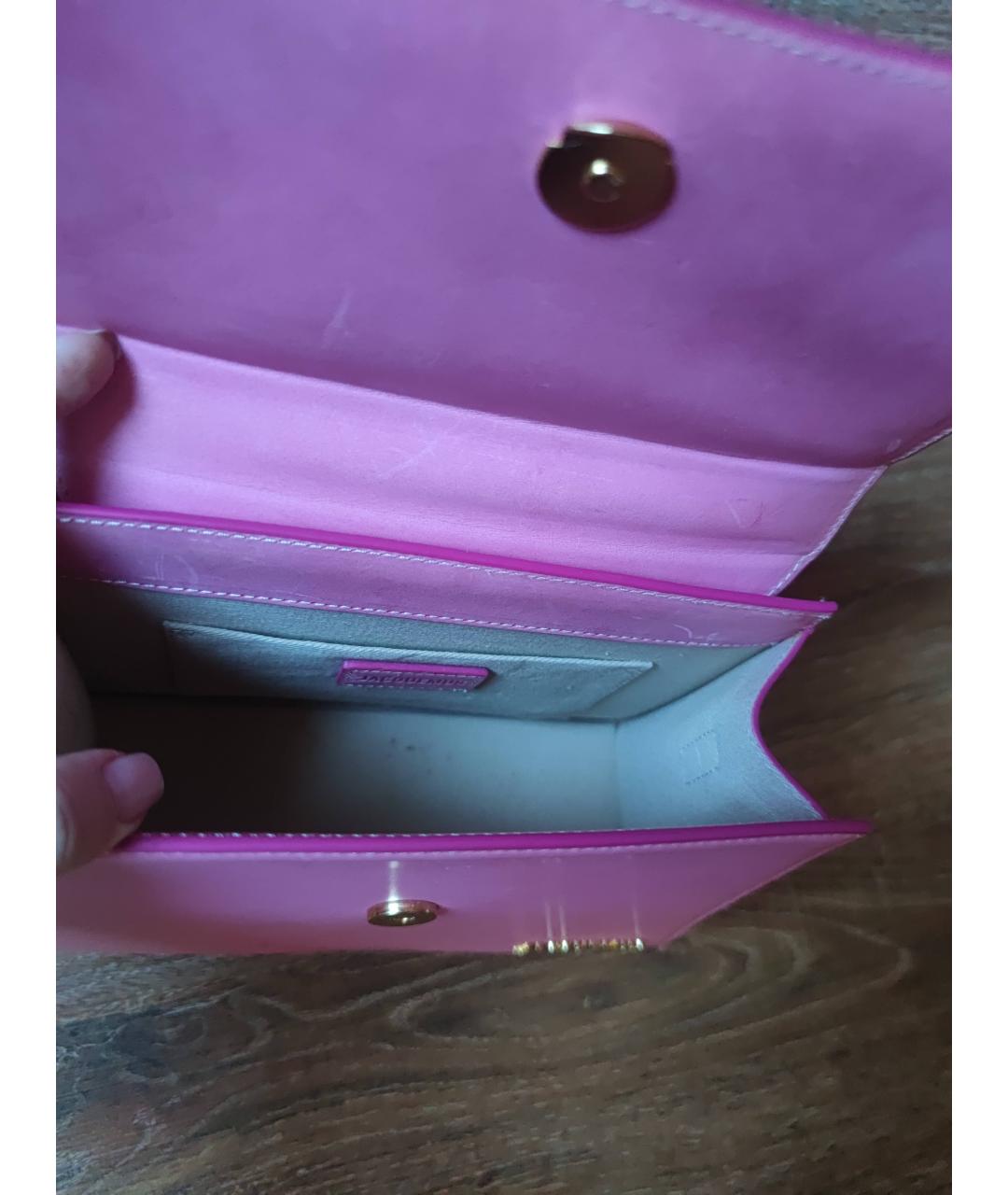 JACQUEMUS Розовая кожаная сумка с короткими ручками, фото 8