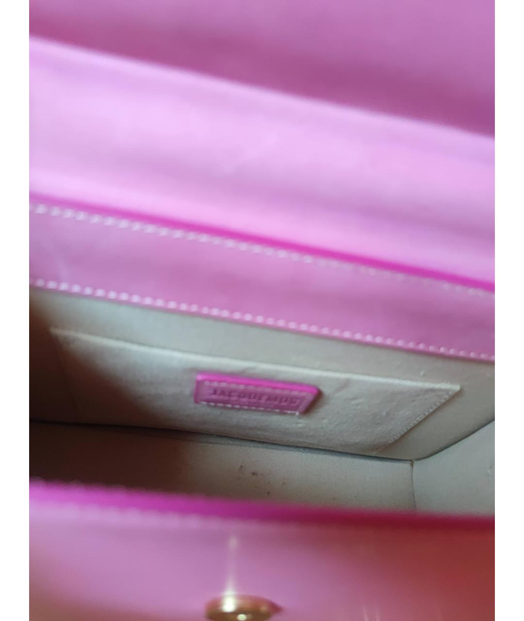 JACQUEMUS Розовая кожаная сумка с короткими ручками, фото 9