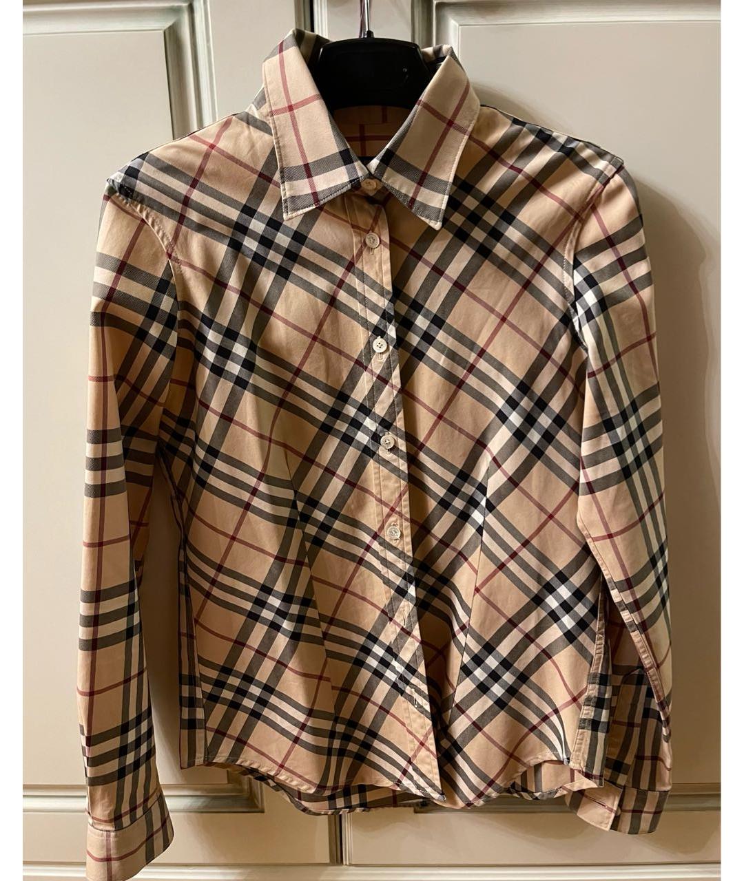 BURBERRY Бежевая хлопковая рубашка, фото 4