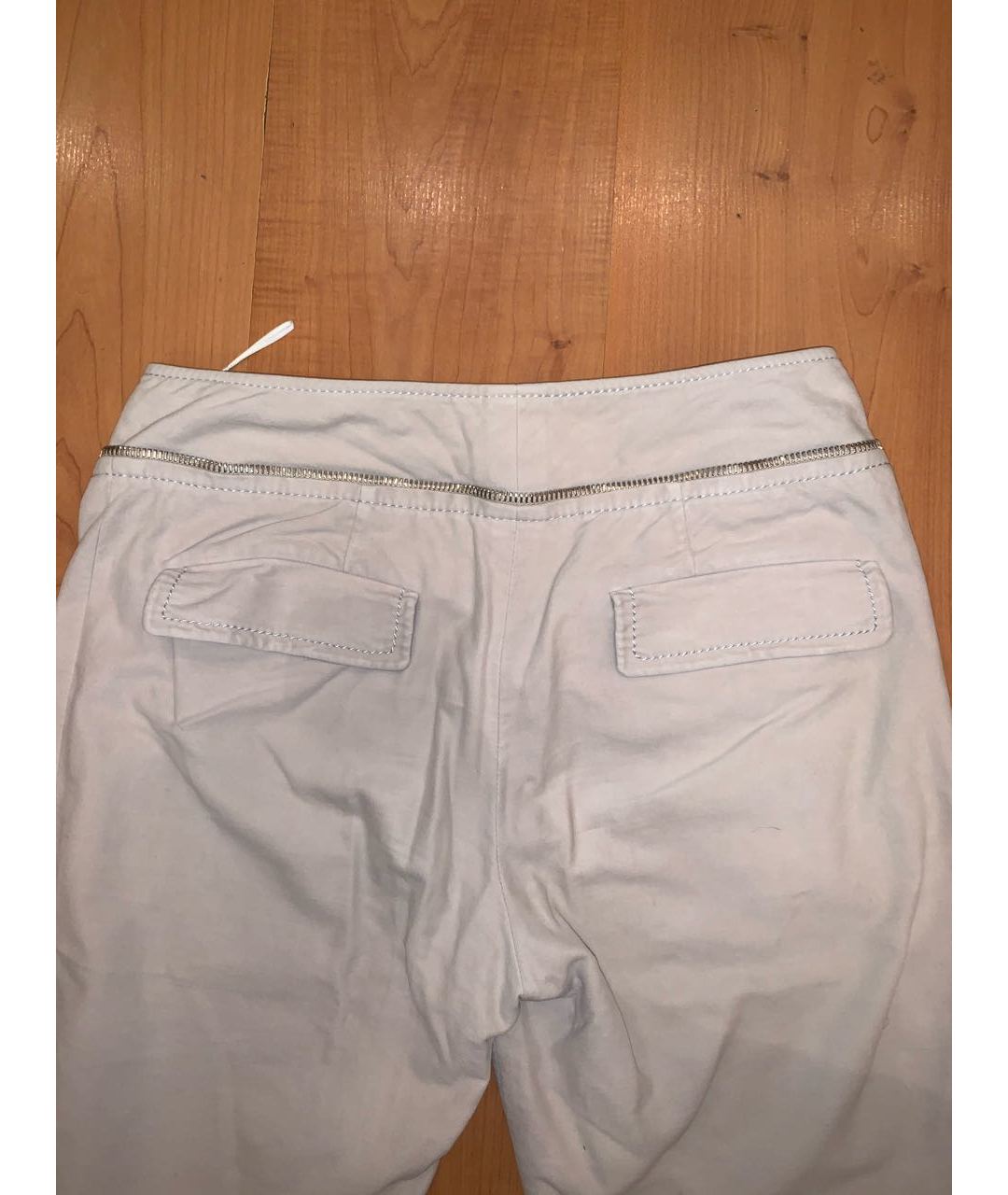 LOUIS VUITTON PRE-OWNED Бежевые хлопко-эластановые прямые брюки, фото 4