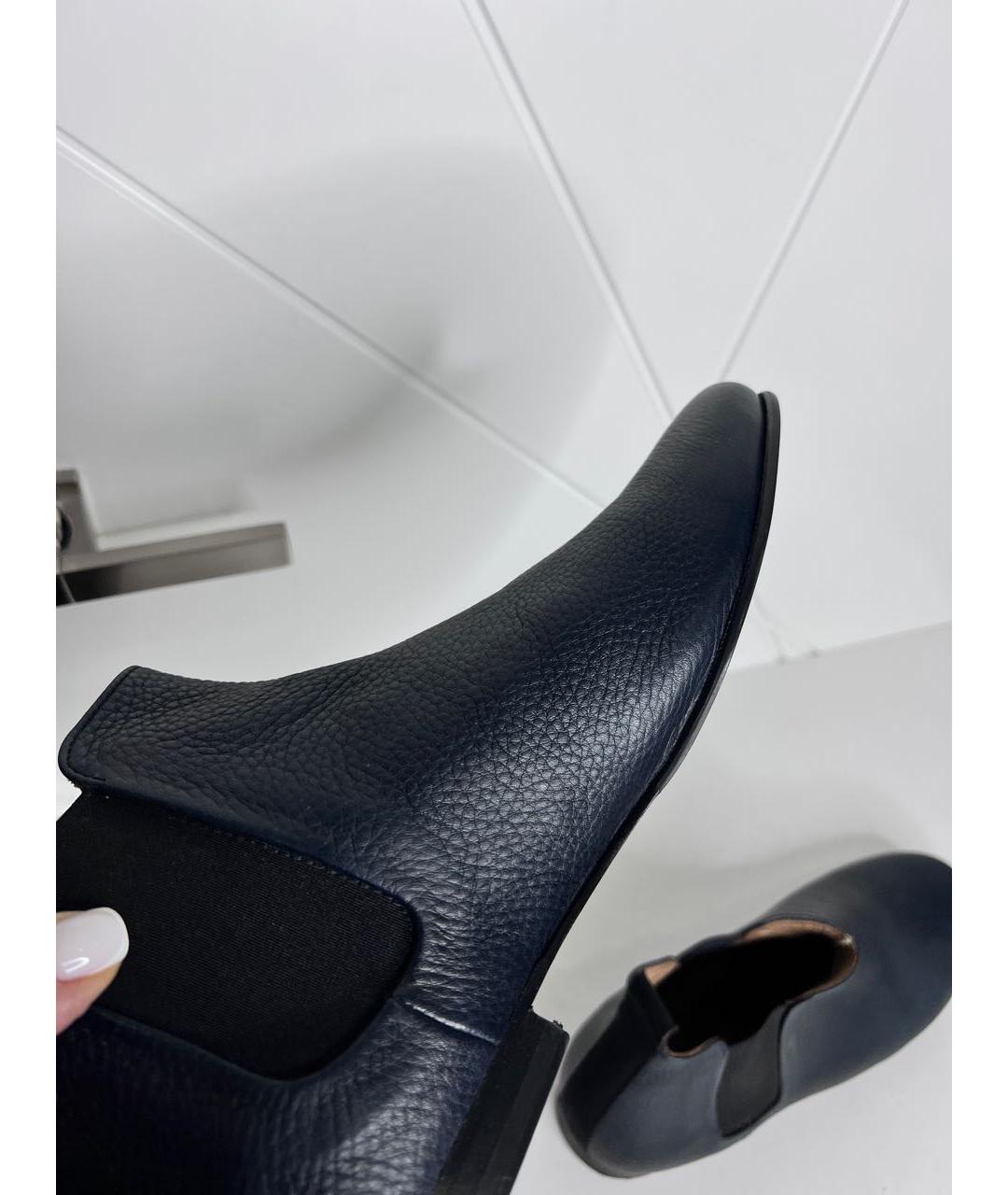 LANVIN Темно-синие кожаные высокие ботинки, фото 3