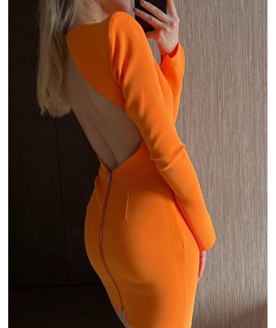 ALEX PERRY Оранжевое креповое коктейльное платье, фото 2
