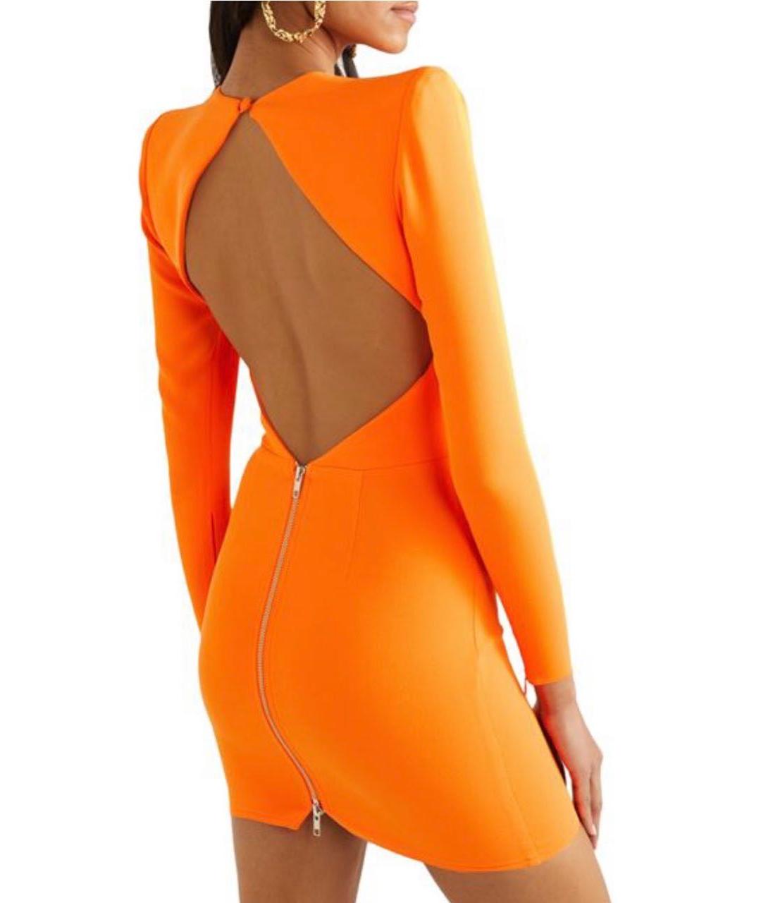 ALEX PERRY Оранжевое креповое коктейльное платье, фото 6