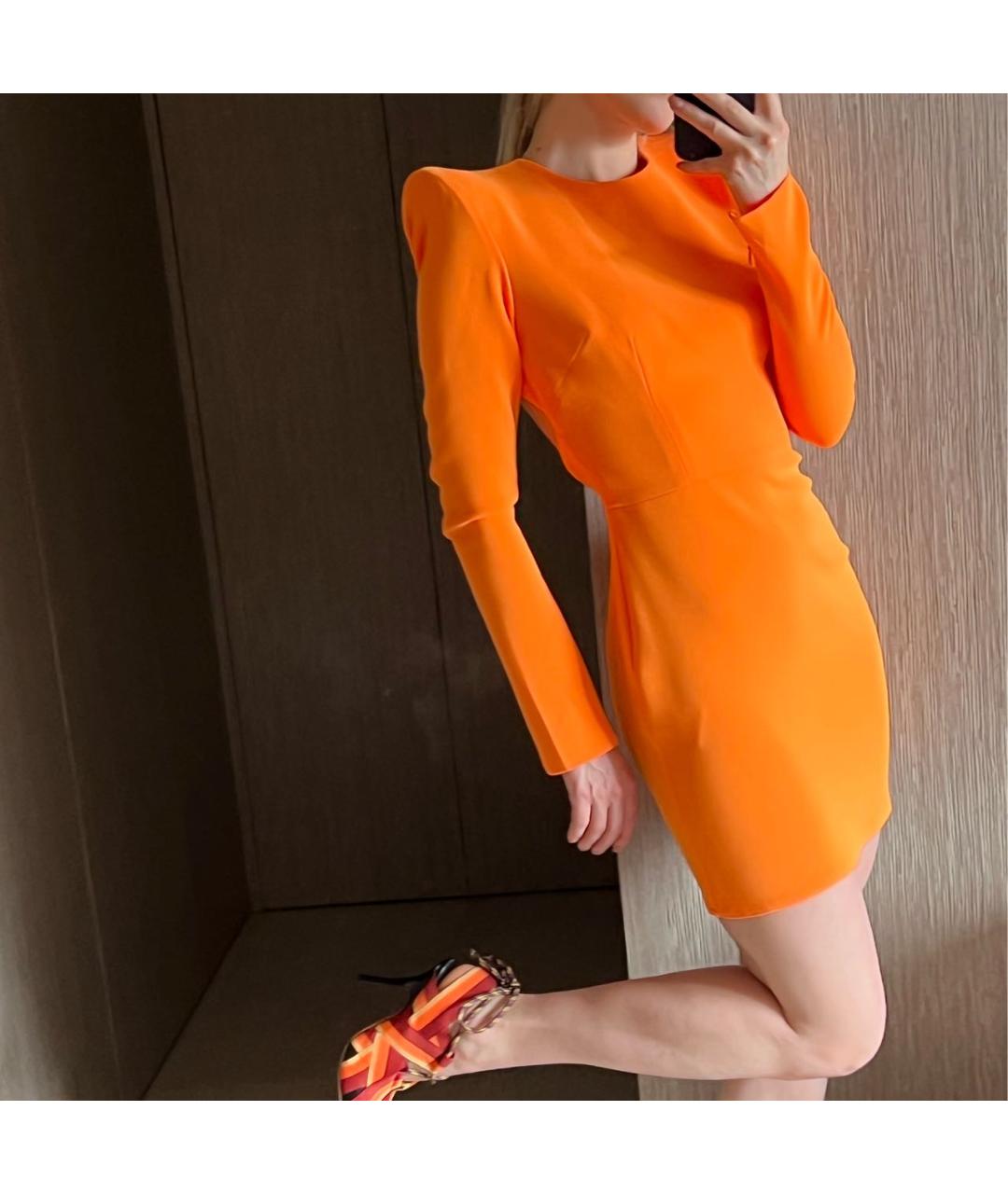 ALEX PERRY Оранжевое креповое коктейльное платье, фото 8