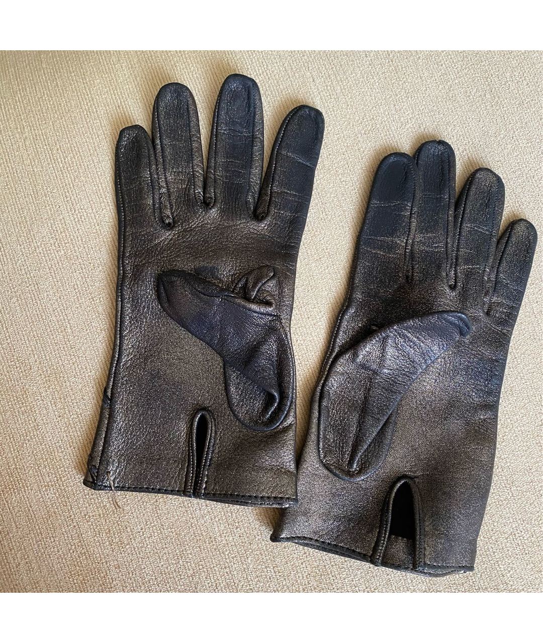 YVES SAINT LAURENT VINTAGE Хаки кожаные перчатки, фото 2
