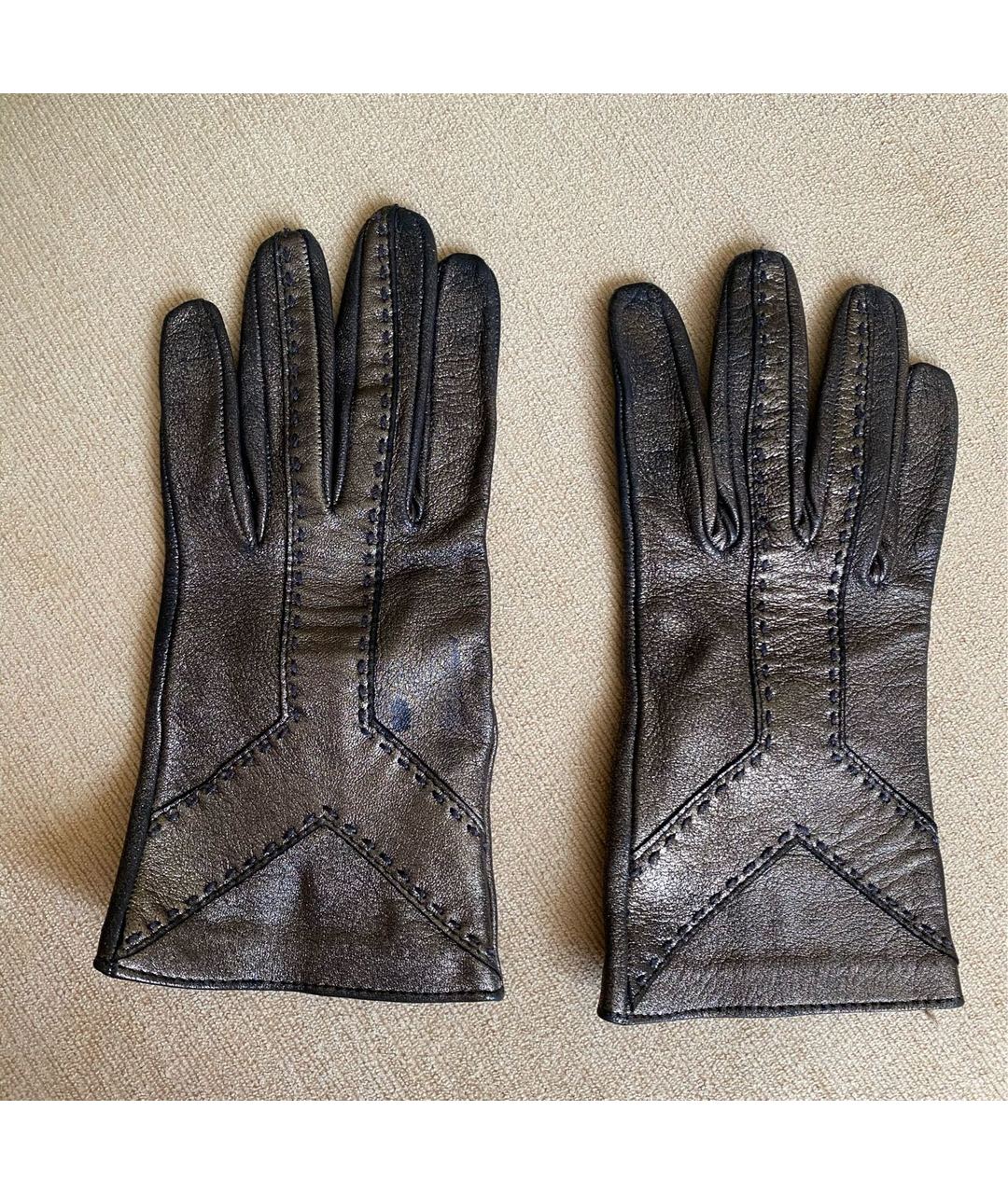 YVES SAINT LAURENT VINTAGE Хаки кожаные перчатки, фото 6