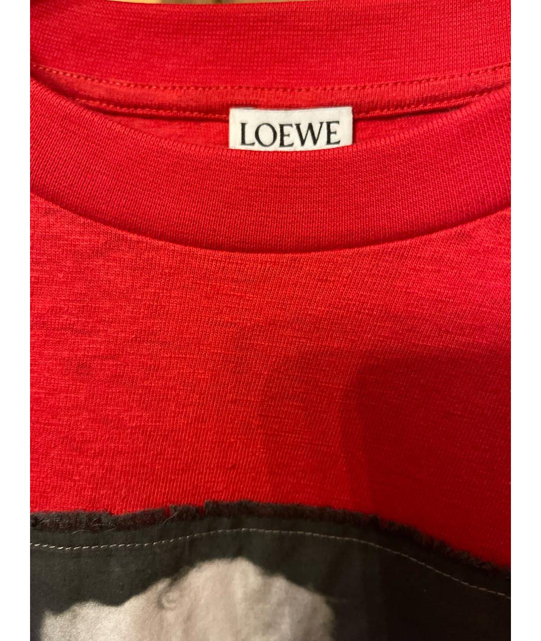 LOEWE Красная хлопковая футболка, фото 4