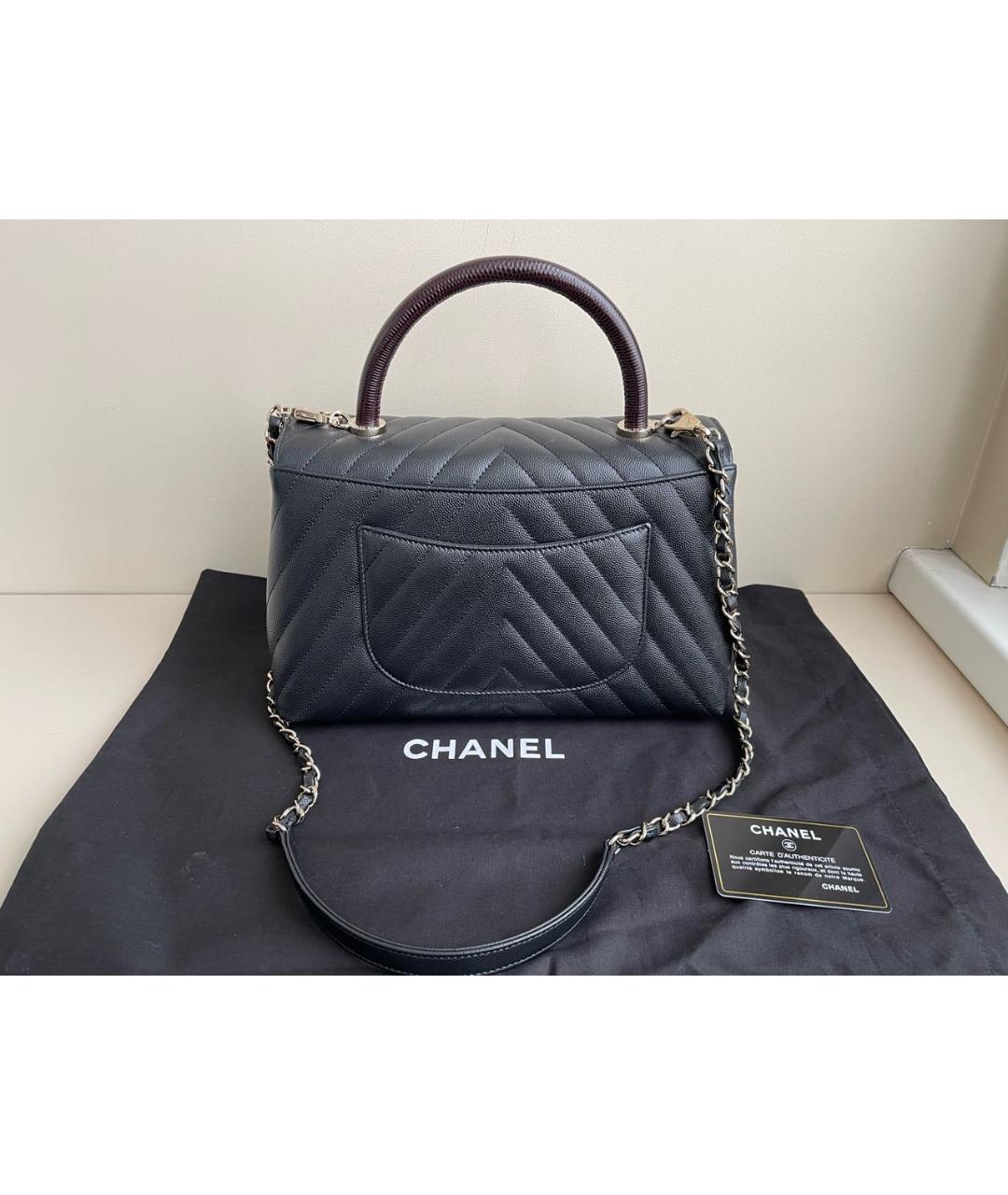 CHANEL PRE-OWNED Черная кожаная сумка через плечо, фото 2