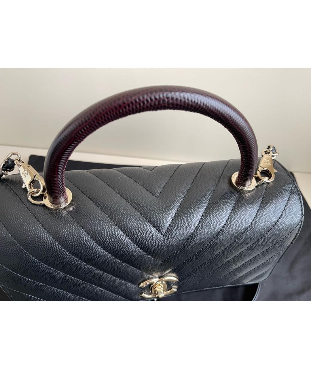 CHANEL PRE-OWNED Черная кожаная сумка через плечо, фото 4