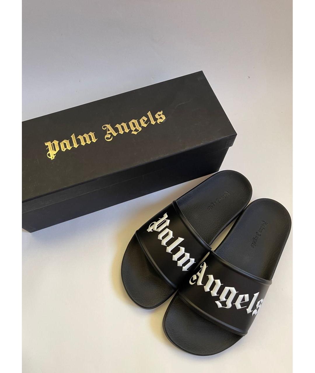 PALM ANGELS Черные резиновые шлепанцы, фото 3