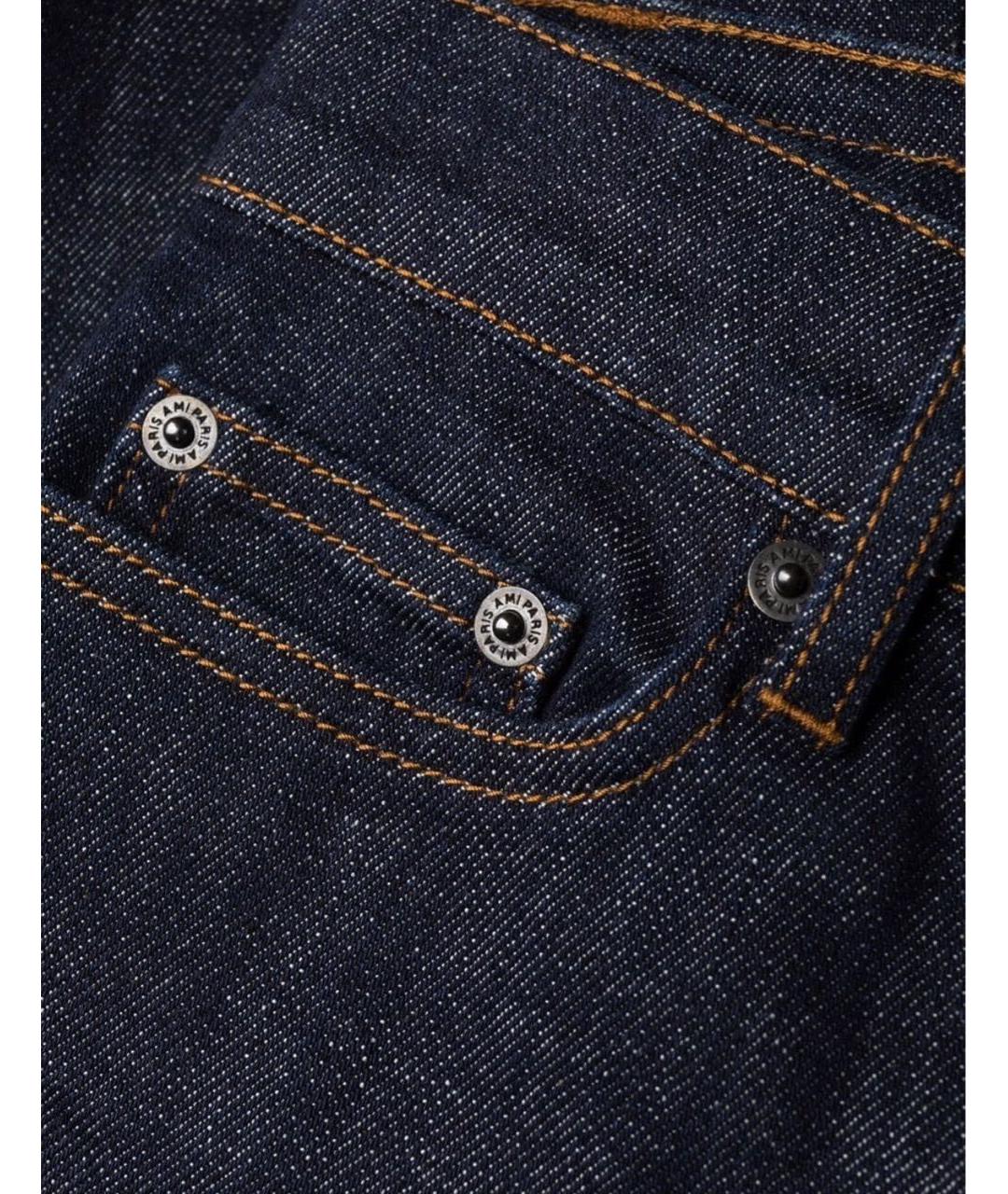 AMI Темно-синие хлопковые джинсы слим, фото 7