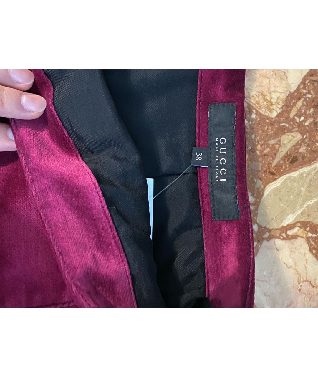 GUCCI Бордовая бархатная юбка мини, фото 3