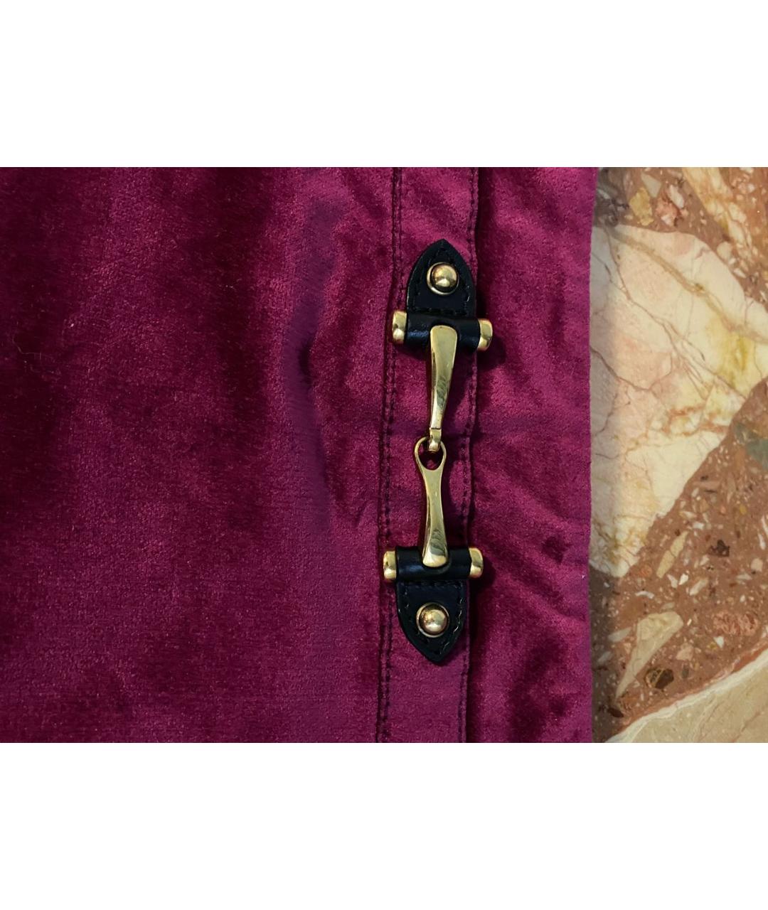 GUCCI Бордовая бархатная юбка мини, фото 4