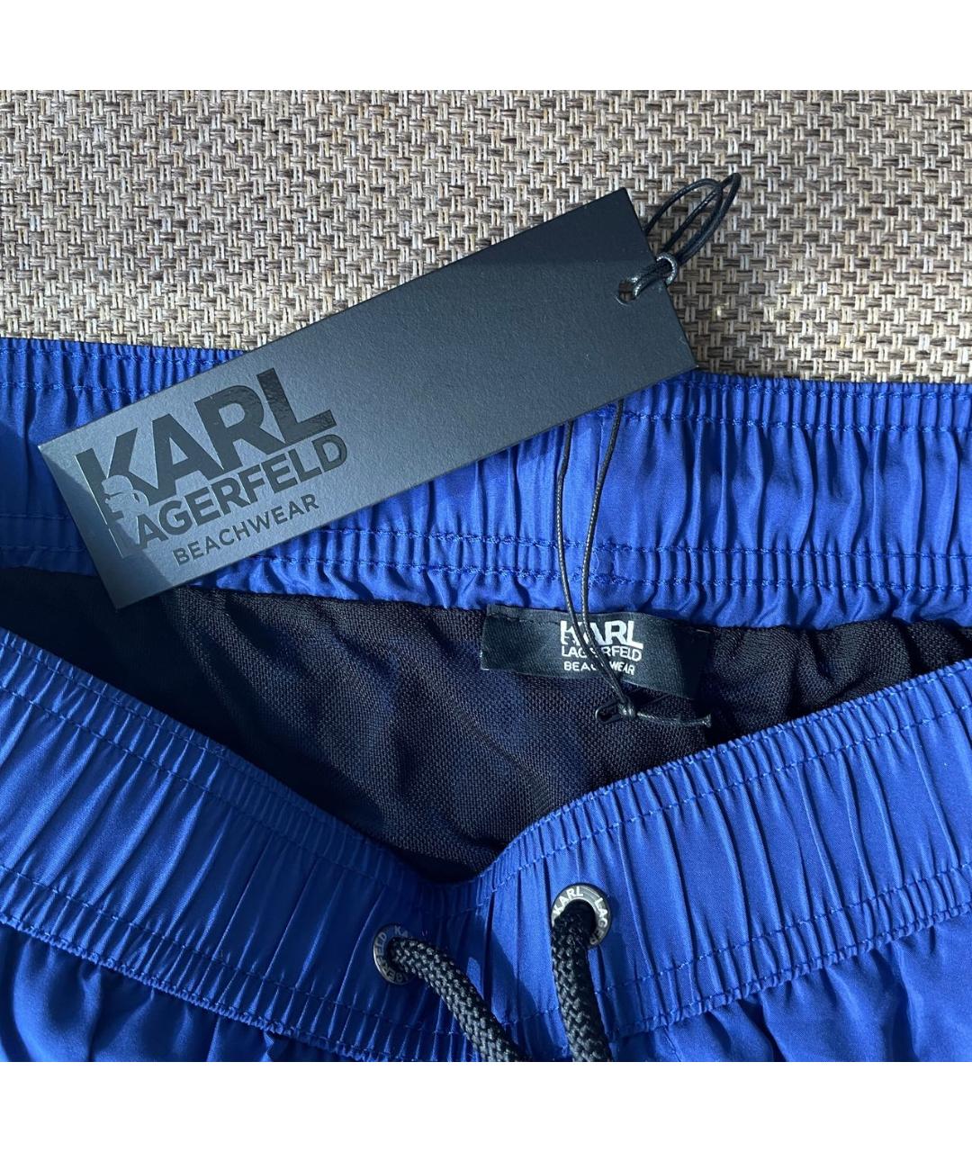 KARL LAGERFELD Синие полиэстеровые шорты, фото 5