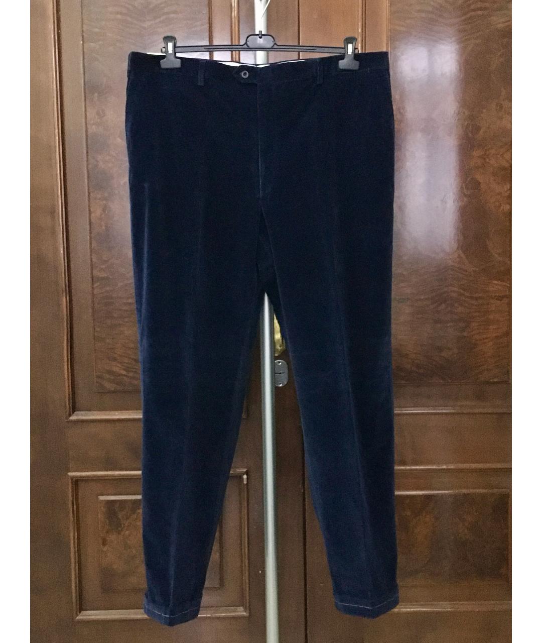 BRIONI Темно-синие хлопко-эластановые повседневные брюки, фото 8